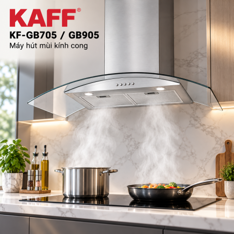 Máy Hút Mùi Kính Cong KAFF KF-GB705 / KF-GB905 Inox 1000m³/h