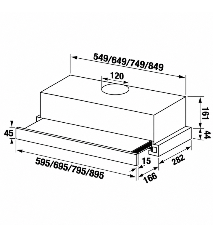 Máy Hút Mùi Âm Tủ KAFF KF-TL60SH / TL70SH / TL80SH / TL90SH Inox Phối Kính