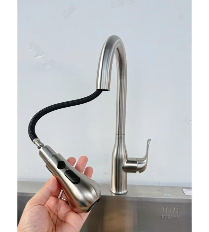 VÒI CHÉN NÓNG LẠNH DÂY RÚT CAO CẤP B-Gem - T07Riva 